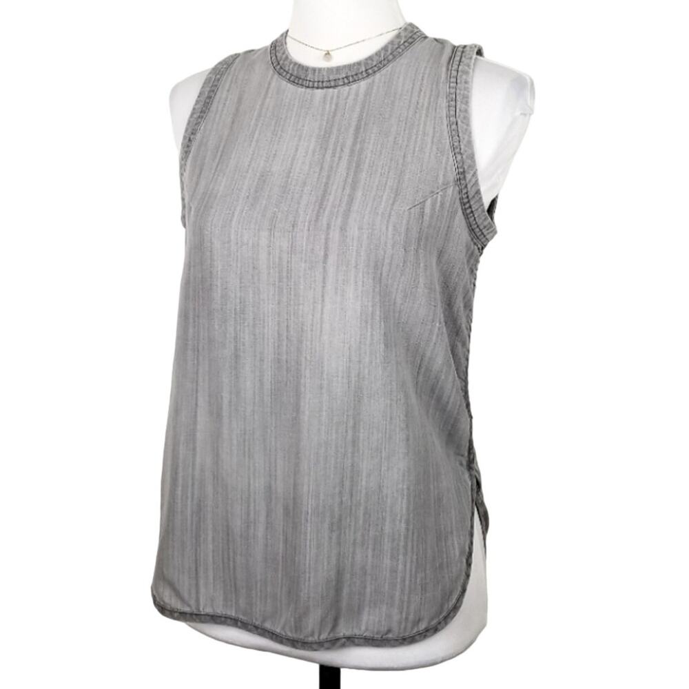 Women RVCA Gray Tencel Sleeveless Top XS Natural Minimalist Coastal Casual NEW